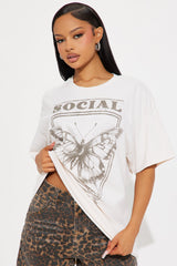 Social Butterfly Washed Graphic Tee - Stone