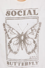 Social Butterfly Washed Graphic Tee - Stone