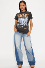 Scarface Beach Washed Oversized Tee - Black