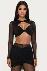 Daria Mesh Pant Set - Black