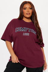 Compton Oversized Tee  - Burgundy