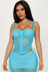 Nola Mesh Skirt Set - Aqua