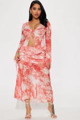 Good Habit Chiffon Skirt Set - Rust/combo