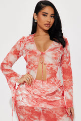 Good Habit Chiffon Skirt Set - Rust/combo