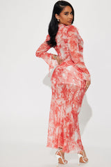 Good Habit Chiffon Skirt Set - Rust/combo