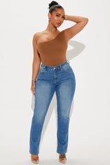 So Meant To Be Stretch Straight Leg Jeans - Medium Wash