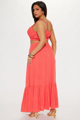 Sunset Stroll Gauze Skirt Set - Coral