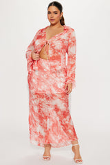 Good Habit Chiffon Skirt Set - Rust/combo