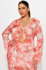 Good Habit Chiffon Skirt Set - Rust/combo
