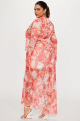 Good Habit Chiffon Skirt Set - Rust/combo