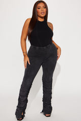 Rosalie Mineral Wash Stacked Pant - Black