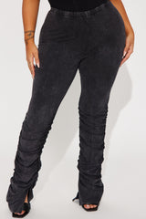 Rosalie Mineral Wash Stacked Pant - Black
