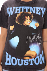 Whitney Houston Always Love You Washed Top - Black Wash