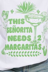 This Señorita Needs 2 Margaritas Washed Tee - White