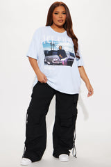Ice Cube Tour Washed Oversized Tee - Light Blue