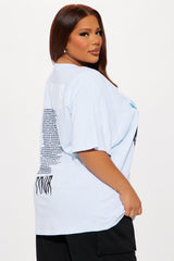 Ice Cube Tour Washed Oversized Tee - Light Blue
