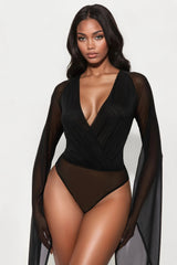 Blacklisted Bodysuit Mesh Mini Skirt Set - Black