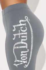 Von Dutch Rhinestone Washed Flared Pant - Charcoal/combo