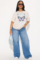 Keep Moving Forward Butterfly Washed Tee - Natural