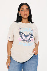 Keep Moving Forward Butterfly Washed Tee - Natural