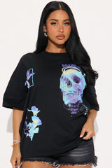Skull Multi Hit Washed Boxy Tee - Black