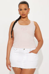 Lil Bow Lace Tank Top - Pink