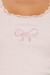 Lil Bow Lace Tank Top - Pink