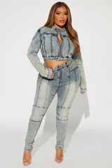 Starting Rumors Stretch Moto Skinny Jeans - Vintage Wash