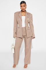 I Rest My Case Fitted Waist Blazer Set - Mocha