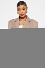 I Rest My Case Fitted Waist Blazer Set - Mocha