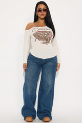 Love Is A Cowboy Off Shoulder Top - Cream