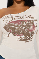 Love Is A Cowboy Off Shoulder Top - Cream