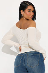 Love Is A Cowboy Off Shoulder Top - Cream