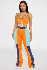 Von Dutch Multi Rhinestone Flared Pant - Orange/combo