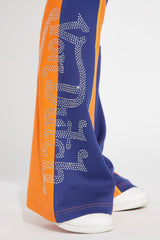 Von Dutch Multi Rhinestone Flared Pant - Orange/combo