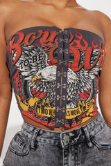 Born To Rock Corset Top - Charcoal