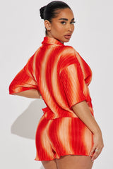 Adella Plisse Short Set - Orange
