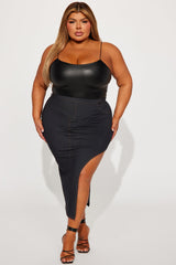 Feel Myself High Slit Maxi Skirt - Dark Wash