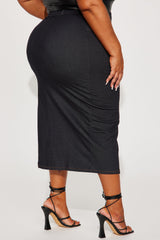 Feel Myself High Slit Maxi Skirt - Dark Wash