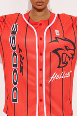 Hellcat Dodge Striped Jersey Tee - Red