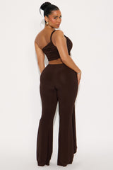 Kairo Ruched Flare Pant Set - Chocolate