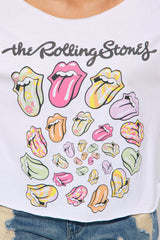 Rolling Stones Iconic Lips Off Shoulder Tee - White