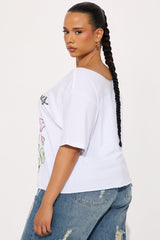 Rolling Stones Iconic Lips Off Shoulder Tee - White