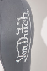 Von Dutch Rhinestone Washed Flared Pant - Charcoal/combo
