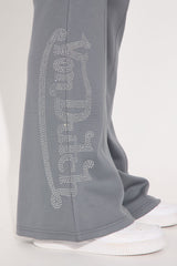 Von Dutch Rhinestone Washed Flared Pant - Charcoal/combo