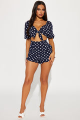 Italian City Polka Dot Short Set - Navy/combo