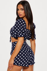 Italian City Polka Dot Short Set - Navy/combo