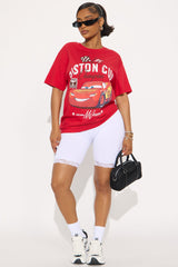Lightening Car Trophy Oversized Tee - Red