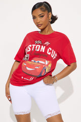 Lightening Car Trophy Oversized Tee - Red