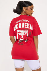 Lightening Car Trophy Oversized Tee - Red